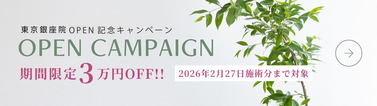 東京銀座院OPEN記念キャンペーン　期間限定３万円OFF！